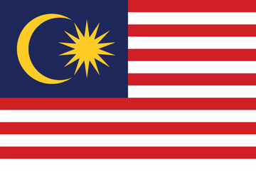 Flag of Malaysia. Malaysian striped flag with a star and a crescent. State symbol of Malaysia.