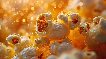 A small-scale macro picture of popcorn was taken for assessment photography production and space, Generative AI.