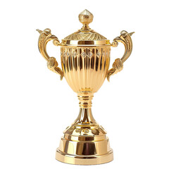 Fototapeta na wymiar gold trophy award cup on isolated transparent background