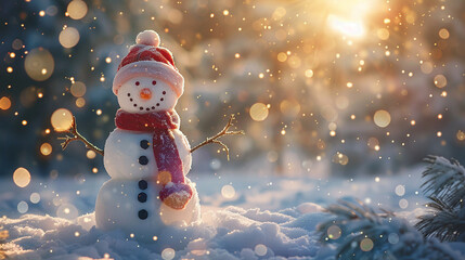 snowman of snow - obrazy, fototapety, plakaty