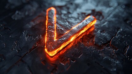 A close up of a glowing letter v on top of some metal, AI - 772228490