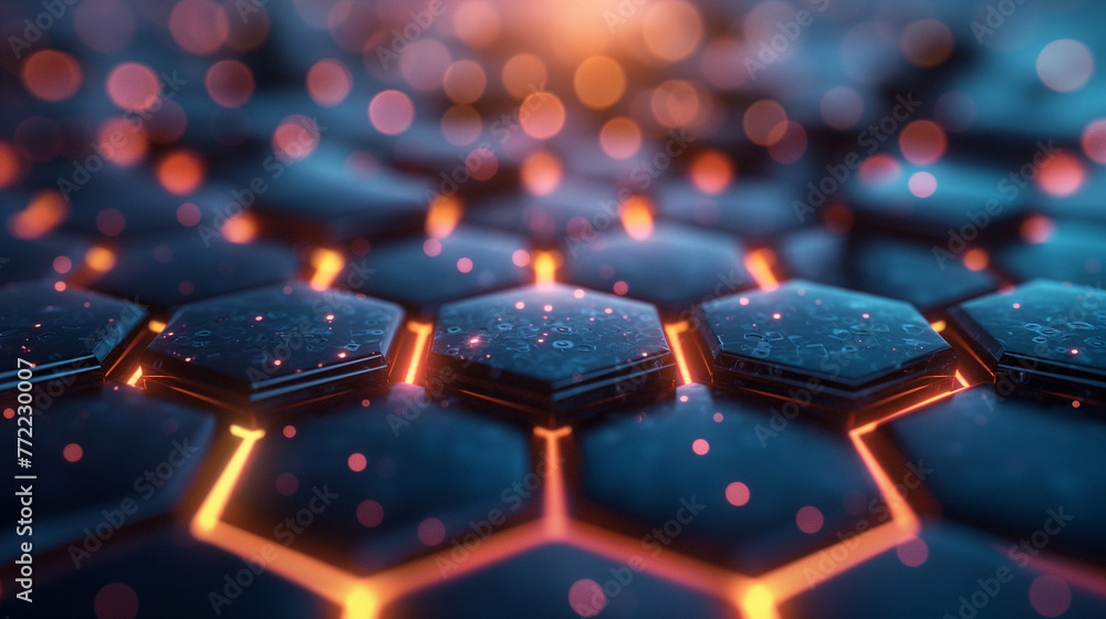Poster abstract background hexagon network technology.