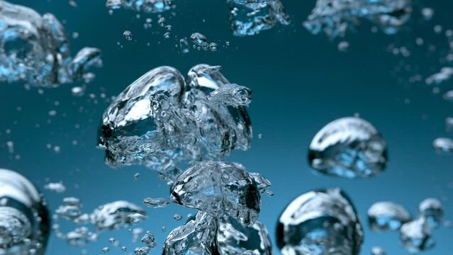 High speed shooting, natural gushing, clear, mineral water, bubbles