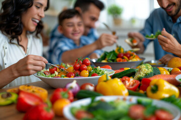 Families enjoying healthy eating