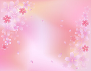 ピンクのグラデーションの桜のフレーム