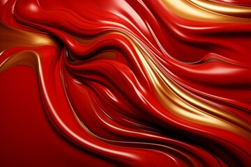 Radiant Red gold liquid. Decoration shape. Generate Ai