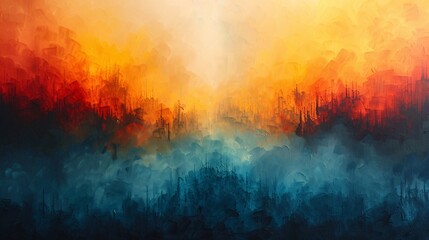 Sunrise Serenity A Vibrant Oil Painting of a Sunset Generative AI