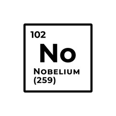 Nobelium, chemical element of the periodic table graphic design