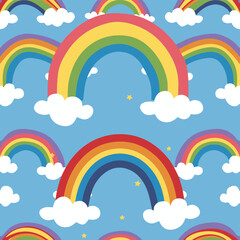 Cartoon Kids Minimalist Colorful Rainbow Seamless Pattern