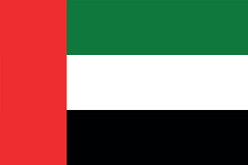 UAE flag. Flag of four stripes: red, green, white and black. State symbol of the United Arab Emirates.