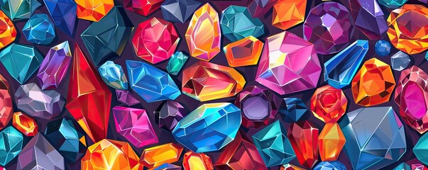 Vibrant digital illustration of a collection of crystals, perfect for design elements or scientific content