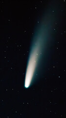 Obraz premium Comet Neowise C/2020 F3 Shines Bright In The Dark Night Starry Sky Comet At A Distance Of 104 Million Kilometres.