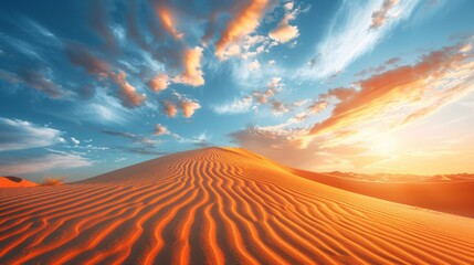 A sand dunes in the desert with a bright blue sky, AI - 772237676