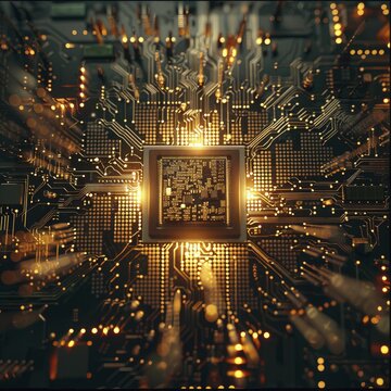 Exploring quantum computing's role in optimizing industrial production through algorithm processing on a digital backdrop.