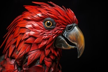 Striking Red parrot head vivid. Bird domestic. Generate Ai