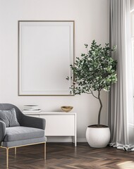 A Modern Living Room with a Minimalist Aesthetic and a Focus on Indoor Plants Generative AI
