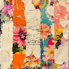 Floral Fragments A Torn Paper Artwork of Flower Petals and Words Generative AI