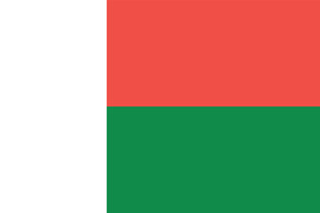 Flag of Madagascar. The Madagascar flag is white-green-red. State symbol of the Republic of Madagascar.