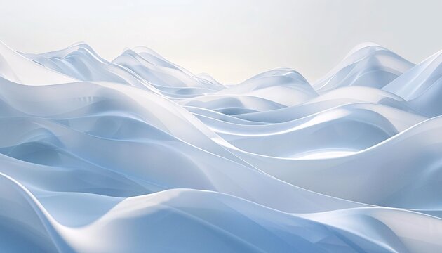 Winter Waves - A captivating image of a snowy mountain range with a gentle breeze blowing the snow off the peaks, creating a serene and picturesque scene. Generative AI