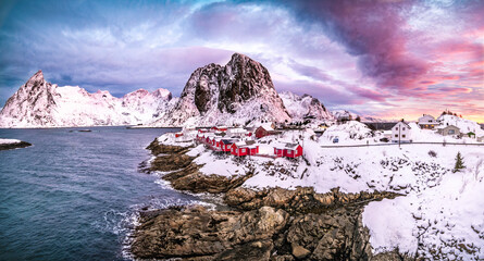 Hamnoy on Lofoten, Wiev over the small town, Norway