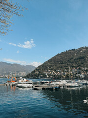 Fototapeta na wymiar Experience the beauty of Lake Como in springtime with this collection of photos capturing the lake's charming towns and vibrant landscapes