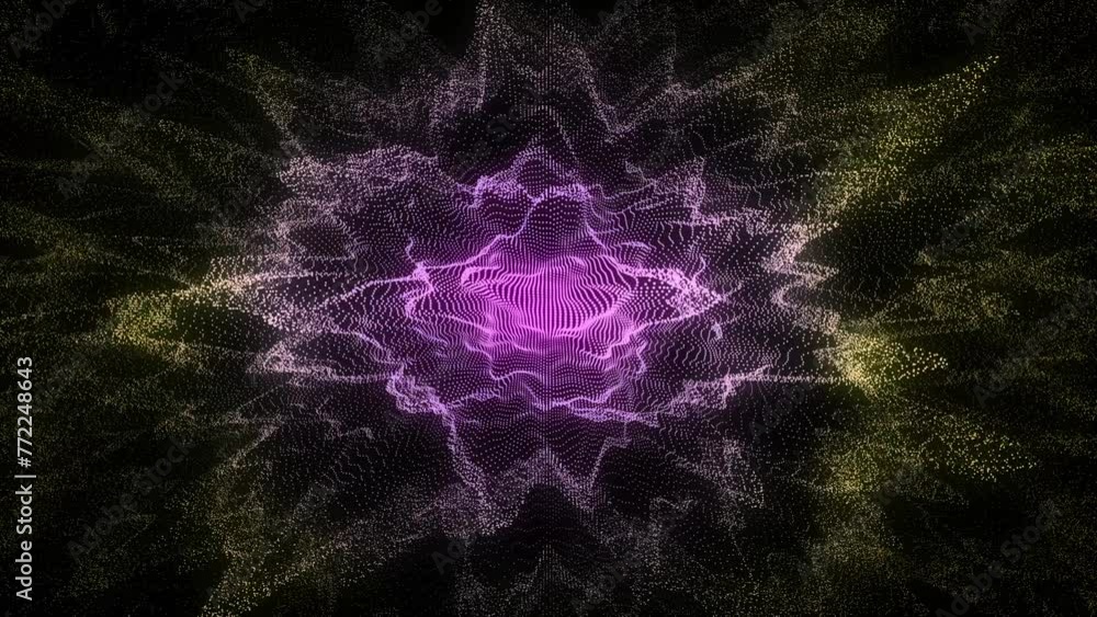 Aufkleber futuristic digital wave with top view. dark cyberspace. particle explosion. abstract wave with dots.