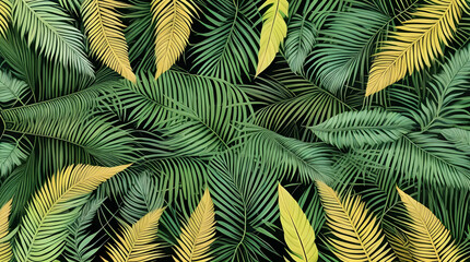 Tropical forest background, jungle background with tropical leaves
