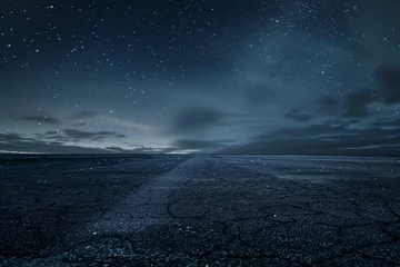 Meubelstickers Empty asphalt floor with night sky . © sania