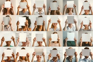 Multiple hands, each holding a blank canvas, signifying the endless possibilities in the realm of art and advertising.