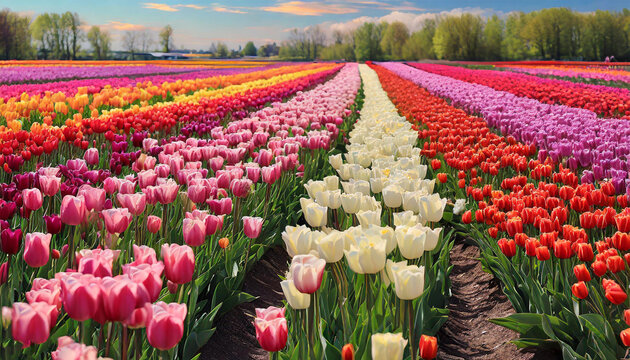 Enchanting Hues: Stunning Showcase of Vibrant Tulip Blooms