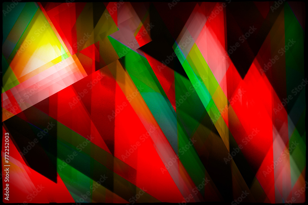 Poster abstract angular wall art with grunge effect in multicolor