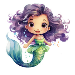 Cute Watercolor Mermaid - 14