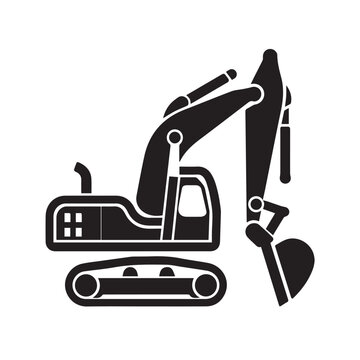 Excavator in cartoon, doodle style . Image for t-shirt, web, mobile apps and ui. Isolated 2d vector illustration in logo, icon, sketch style, Eps 10, black and white. AI Generative
