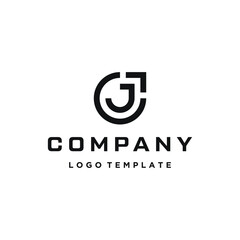 Initial Letters CJ JC with Pointing Arrow For Business Brand Inspiration Logo Design