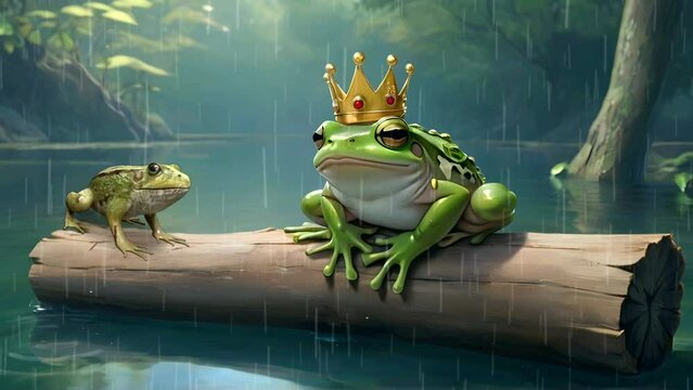frog on water and log 4k