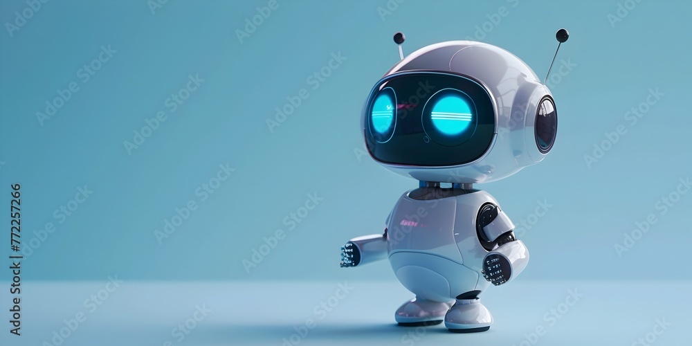 Poster curious chatbot character exploring digital dialogue with friendly curiosity on isolated background