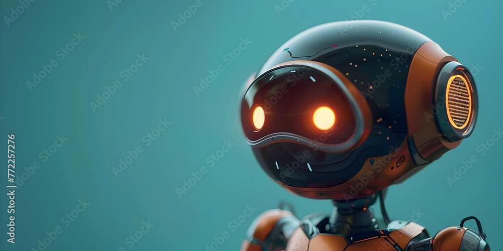 Poster curious chatbot character engaged in digital dialogue on isolated background