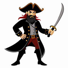 Swashbuckling Pirate: Vector Silhouette with Sword