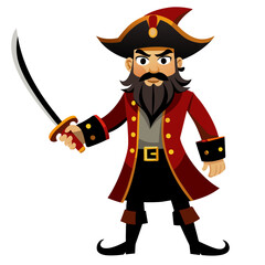 Swashbuckling Pirate: Vector Silhouette with Sword