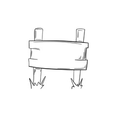 Hand drawn illustration of doodle wood road signs and arrows