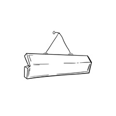 Hand drawn illustration of doodle wood road signs and arrows