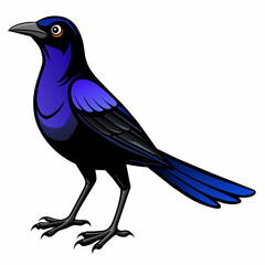 Mysterious Crow: Vector Silhouette Against White Background