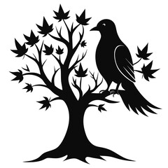 tree with birds vector silhouette 
