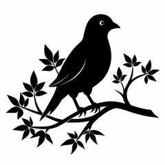 tree with birds vector silhouette 