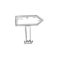 Hand drawn illustration of doodle wood road signs and arrows