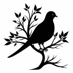 tree with birds vector silhouette 
