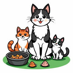 Feline Gathering: Vector Illustration of Cats Sitting Together