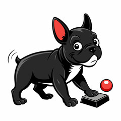 Dynamic Canine Joy: Vector Illustration of Dog Playfully Engaging with Ball