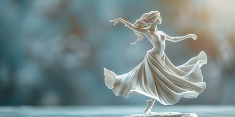 Ethereal Ballerina Figurine in Graceful Porcelain Ballet Performance