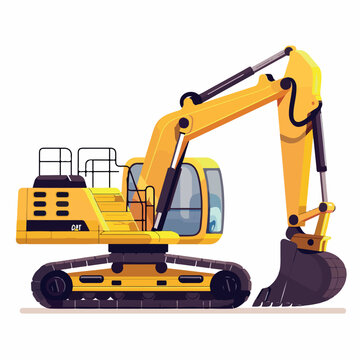 Excavator in cartoon, doodle style. Image for t-shirt, web, mobile apps and ui. Isolated 2d vector illustration in logo, icon, sketch style, Eps 10. AI Generative